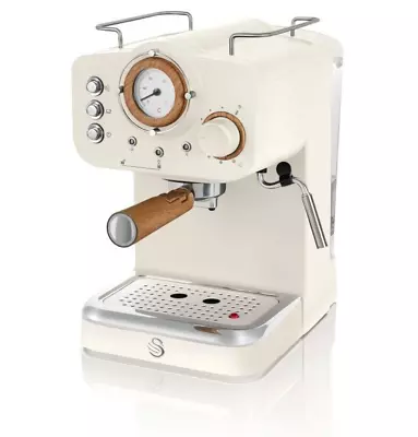 Swan Nordic White Pump Espresso Coffee Machine With Milk Frother SK22110WHTN • £119.95