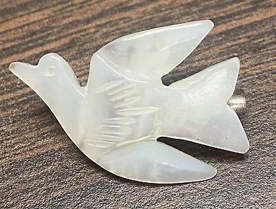 Stunning Art Deco Mother Of Pearl Bird Brooch - Carved Shell Peace Dove Pin • $22