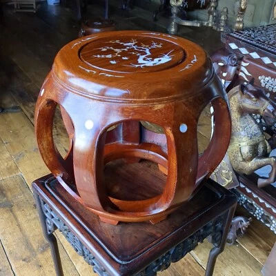 $116.43 • Buy Chinese Inlaid Hard Wood Drum Stall
