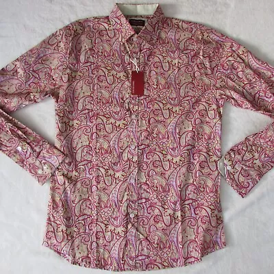 $24.99 • Buy Consequence Men's Long Sleeve Pink Paisley Button Up Shirt Size Medium