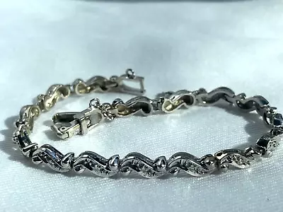 BEAUTIFUL VINTAGE 14k WHITE Gold Bracelet With Diamonds   11.5 GRAMS    7 INCHES • $625
