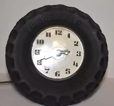 Vintage FIRESTONE Radial 23 Tire Shaped Electric Advertising Alarm Clock - WORKS • $59.95