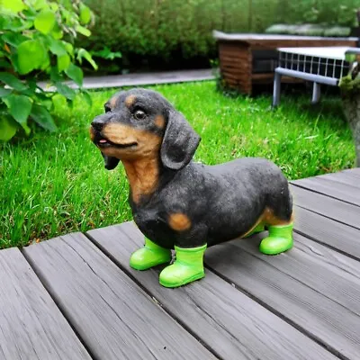 Sausage Dog In Boots Garden Ornaments Outdoor Dachshund Statue Animal Figures • £17.99