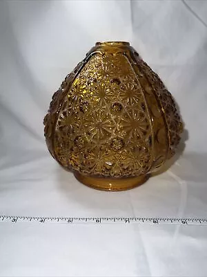 Vintage 1970s MCM Daisy & Button Amber Glass Table Lamp Replacement Globe Dome • $40