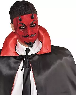 Sculpted Devil Mask Red Demon Fancy Dress Up Halloween Adult Costume Accessory • $19.47