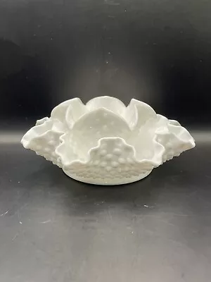 2 VTG Fenton Milk Glass Hobnail 7/4.5” Ruffled Edge Candy Dish GraduatingNesting • $29.99