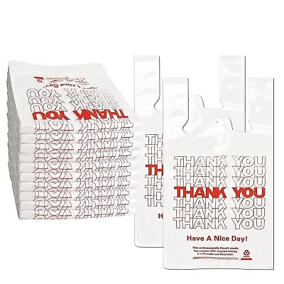 New Large 21 X 6.5 X 11.5  Thank You  T-Shirt Plastic Grocery Shopping Bags -500 • $18.49