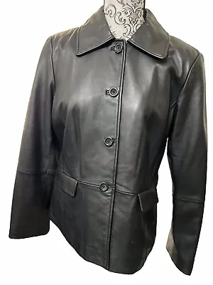 Vakko Women’s XL Black Leather Jacket  Buttery Soft Button Pockets • $69.99