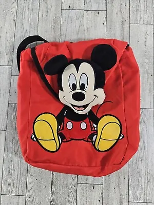 Mickey Mouse Toddler Backpack Nylon Tote Plush Mickey Head Velour Body Mini • $14.25