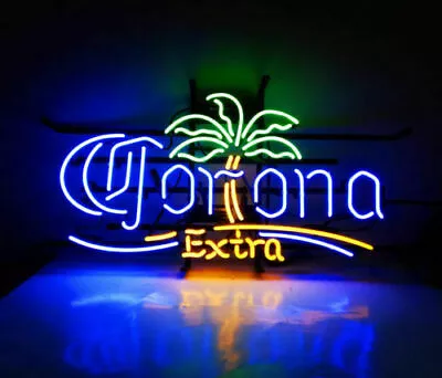 Corona Palm Tree Extra Neon Lamp Sign 17 X14  Real Glass Beer Club Open Bar Gift • $194.99