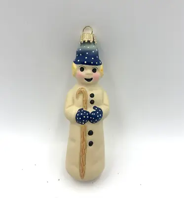 $36 • Buy Vaillancourt Folk Art Ornament Snowman Ear Muffs OR9936 Mouth Blown Hand Painted