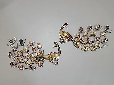 Vtg Pair MCM Copper Peacock Metal Wall Hangings Birds Hong Kong Original Sticker • $69.99