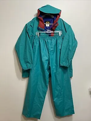 Vtg BUNDLE Stearns Dry Wear Mens RainSuit Weather Suit (Jacket +Pants) XL Teal • $88.76