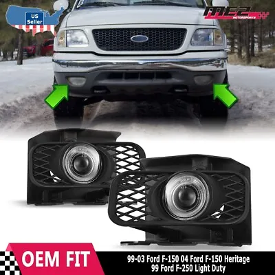 $56.10 • Buy For Ford F-150 99-04 Factory Replacement Halo Projector Fog Lights Clear Lens