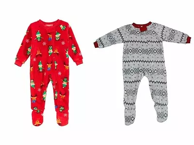 Family Pajamas Infant Toddler Unisex One Piece Fleece Footed Pajamas 12M18M24MA8 • $12.99
