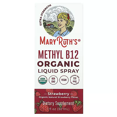 Organic Methyl B12 Liquid Spray Extra Strength Strawberry 1 Fl Oz (30 Ml) • $23.95