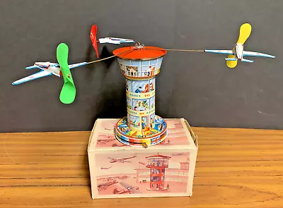 Vintage JSCH Schopper Germany Airplane Airport Tower #5100 Tin Toy W/Box VIDEO • $72.95