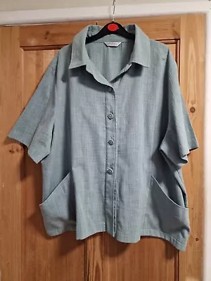 David Nieper Ladies Blouse Size 24 Short Sleeve 2 Pocket S Green Never Worn • £6.99