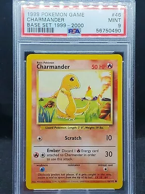 $40 • Buy Pokemon Card Base Set 4th Print 1999-2000 Charmander 46/102 PSA 9 Mint