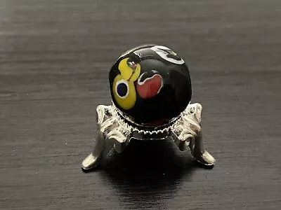 Apr-16 Japanese Glass OJIME Tombodama Netsuke Yellow Pattern On Matte Black • £43.39