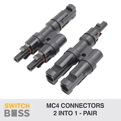 MC4 BRANCH CONNECTORS 2 Into 1 Pair Set For Solar Panel Line Plug IP67 30A MC-4 • $12.90