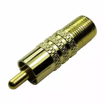 F Type To RCA Adapter Satellite To Phono Coaxial Screw Connector Gold • £1.89