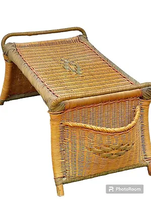 Antique Wicker Bed Serving Tray Table With Two Side Pockets • $30