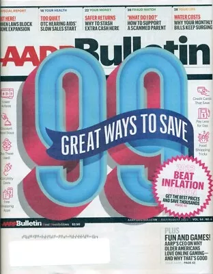 Aarp Bulletin-99 Ways To Save+beat Inflation+fun & Games+steve Martin+water Cost • $11.24