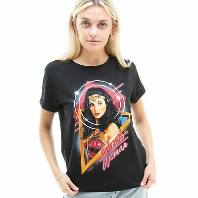 Official DC Comics Ladies Wonder Woman Triangle Fashion T-shirt Black S - XXL • £13.99