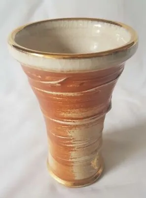 Unusual Lustre Stoneware Studio Pottery Vase Monogram To Side • £23
