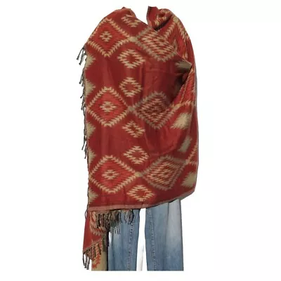 Yak Wool Blend|Shawl/Throw|Handloomed|India|Reversible|Base Colors: Rust • $42.30