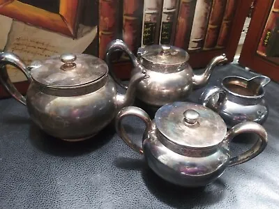 Vintage Wilcox Quadruple Plate Tea Coffee Pots &sugar Creamer  Cd  • $59.99