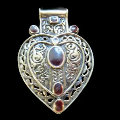 Small Ornate Museum Replica Afghan Heart Pendant Brooch Signed • $25