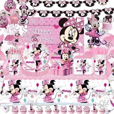 Minnie Mouse Pink Tableware Party Supplies Children Birthday Decorations Balloon • £5.49