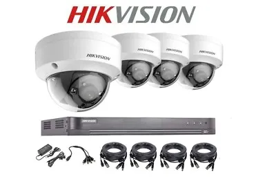 Hikvision 5MP CCTV System UHD 4K DVR 4Ch 8Ch 2.8mm Anti Vandal Dome Camera Kit  • £124.90