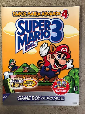 Authentic Super Mario Advance 4 Gameboy Advance Video Game Promo Poster 28  RARE • $99.99