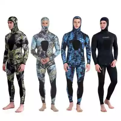 Camouflage Wetsuit Long Sleeve Fission Hooded 2 Pieces Of Neoprene Submersible • $105.80