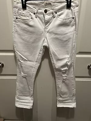 Mudd White Deconstructed Crop Jeans Size 9 • $13.45