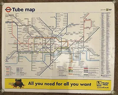 March 2000 London Tube Map - Station Wall - Quad Royal Laminated • £19