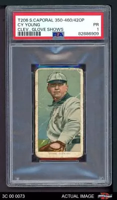 1909 T206 Cy Young GLV Naps (Indians) HALL-OF-FAME VARIATION PSA 1 - POOR • $2030