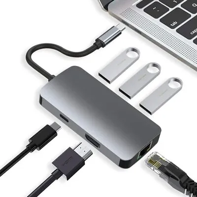 USB C Hub Mac|Book Pro Adapter USB C Dongle 6 In 1 USB C To HDMI Multiport AU • $45.99
