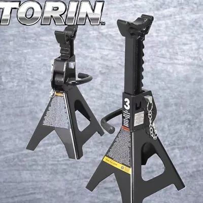 Torin Double Locking 3 Ton  Heavy Duty Steel Jack Stands Car Lift 2 Pack Black • $39