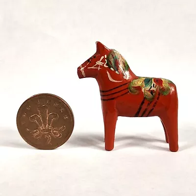 Vintage Authentic Miniature Swedish Dala Horse 4.8 Cm Tall Scandinavian Folk Art • £25