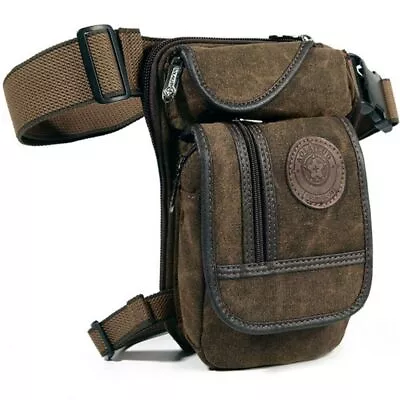 Riding Motorcycle Men Canvas Hip Belt Fanny Pack Waist Drop Leg Bag Thigh Pouch • £13.24