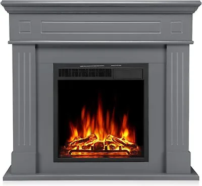 43  Electric Fireplace Mantel Wooden Surround Firebox Freestanding Gray  • $299.99