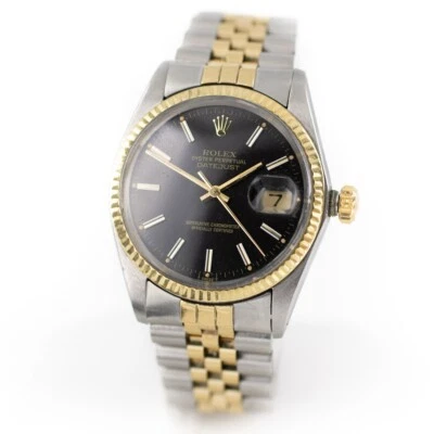 $3550 • Buy Vintage Rolex Datejust Ref. 16013 36mm SS/18K Black Dial Auto Gents #W47083-1