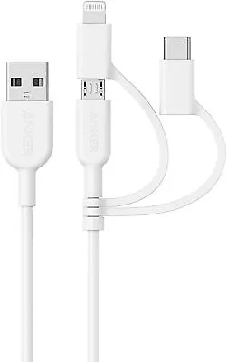 $57.21 • Buy Anker Powerline II 3-in-1 Cable, Lightning/Type C/Micro USB Cable For IPhon