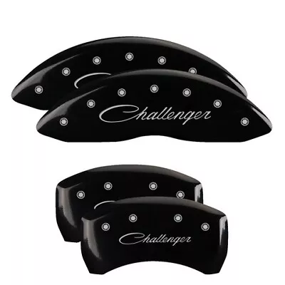 MGP Caliper Covers Set Of 4 Black Finish Silver Challenger (Cursive) • $289