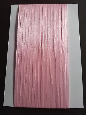 5M 3mm Thin Baby Pink Satin Ribbon Card Making Scrapbooking Home Decor Art Craft • £2.75