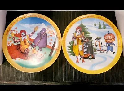 VTG McDonalds 1977 Ronald McDonald Four Seasons Melamine Plates Set Of Two • $10.95